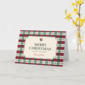 Kerstmis rood groen geruit tartan kaart (Gele Bloem)