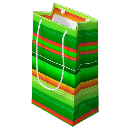 Kerstmis rood groen gestreept artistiek patroon klein cadeauzakje (Voorkant Gekanteld)