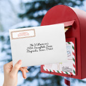 Kerstmis Rood Groen Gestreept Retouradres Etiket