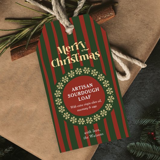 Kerstmis Rood Groen Gestreepte Handgemaakte Cadeau Cadeaulabel