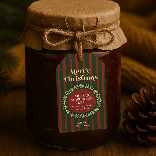 Kerstmis Rood Groen Gestreepte Handgemaakte Cadeau Cadeaulabel