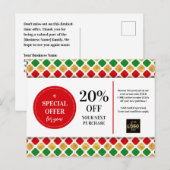 Kerstmis rood groen goud coupon korting briefkaart (Voorkant / Achterkant)