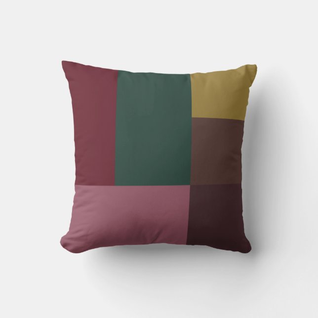 Kerstmis Rood Groen Goud Roze Bruin Kleurblok Kussen (Voorkant)