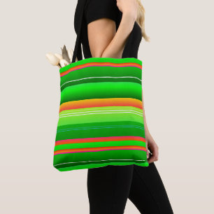 Kerstmis rood groen helder creatief gestreept ontw tote bag