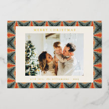 Kerstmis Rood Groen Mid Century Retro Foto Goud