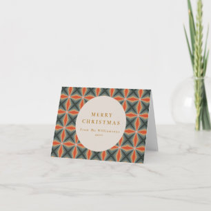 Kerstmis Rood Groen Mid Century Stars Aangepaste b Feestdagen Kaart
