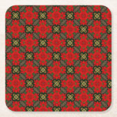 Kerstmis Rood Groen Modern Patroon Kartonnen Onderzetters (Voorkant)