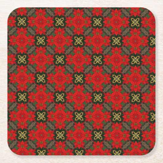 Kerstmis Rood Groen Modern Patroon Kartonnen Onderzetters (Voorkant)