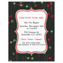 Kerstmis Rood & Groen Pailletten Feest Flyer