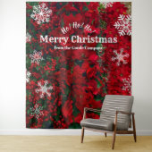 Kerstmis Rood Groen Sneeuwvlok | Feest Achtergron Wandkleed (In situ)