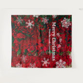 Kerstmis Rood Groen Sneeuwvlok | Feest Achtergrond Wandkleed (Voorkant (horizontaal))