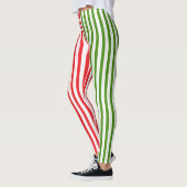 Kerstmis Rood & Groen Snoep Streep Leggings (Links)