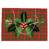 Kerstmis Rood Groen Sterren Geruit met Krans Groot Cadeauzakje (Achterkant)