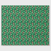 Kerstmis Rood Groen Suikerstok Cadeaupapier (Vlak)