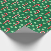 Kerstmis Rood Groen Suikerstok Cadeaupapier (Hoek)