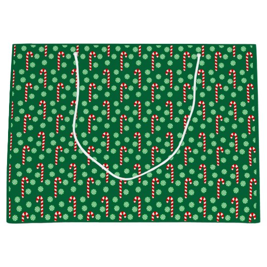 Kerstmis Rood Groen Suikerstok Groot Cadeauzakje (Voorkant)