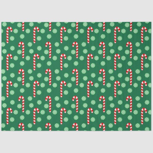 Kerstmis Rood Groen Suikerstok Tissuepapier (Voorkant)