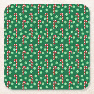 Kerstmis Rood Groen Suikerstokken Kartonnen Onderzetters