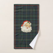 Kerstmis Rood Groen Tartan Plaid Santa Claus Bad Handdoek (Handdoek)