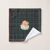 Kerstmis Rood Groen Tartan Plaid Santa Claus Bad Handdoek (Wasdoekje)