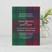 Kerstmis Rood Groen Tartan Plaid Trouw Uitnodiging (Staand voorkant)