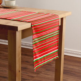 Kerstmis Rood, Groen, Wit Barcode Streep Korte Tafelloper