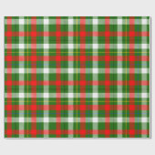 Kerstmis Rood Groen Wit Flanel Geruite Ontwerp Cadeaupapier (Vlak)