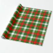 Kerstmis Rood Groen Wit Flanel Geruite Ontwerp Cadeaupapier (Uitgerold)