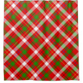 Kerstmis Rood Groen Wit Flanel Geruite Ontwerp Douchegordijn (Voorkant)