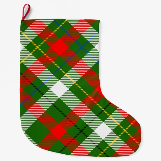 Kerstmis Rood Groen Wit Flanel Geruite Ontwerp  Grote Kerstsok (Voorkant)