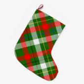Kerstmis Rood Groen Wit Flanel Geruite Ontwerp  Grote Kerstsok (Voorkant (Hangend))