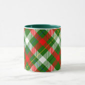 Kerstmis Rood Groen Wit Flanel Geruite Ontwerp Mok (Midden)