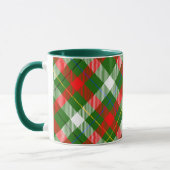 Kerstmis Rood Groen Wit Flanel Geruite Ontwerp Mok (Links)