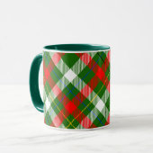 Kerstmis Rood Groen Wit Flanel Geruite Ontwerp Mok (Voorkant links)
