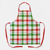 Kerstmis Rood Groen Wit Flanel Geruite Ontwerp  Schort (Voorkant)