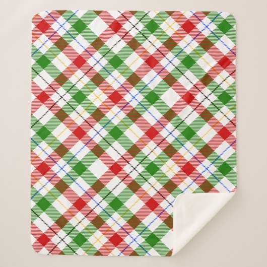 Kerstmis Rood Groen Wit Flanel Geruite Ontwerp Sherpa Deken (Voorkant)