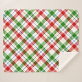 Kerstmis Rood Groen Wit Flanel Geruite Ontwerp Sherpa Deken (Voorkant (horizontaal))