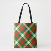 Kerstmis Rood Groen Wit Flanel Geruite Ontwerp Tote Bag (Voorkant)