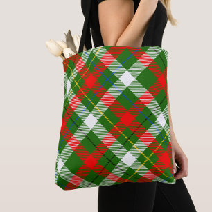 Kerstmis Rood Groen Wit Flanel Geruite Ontwerp Tote Bag