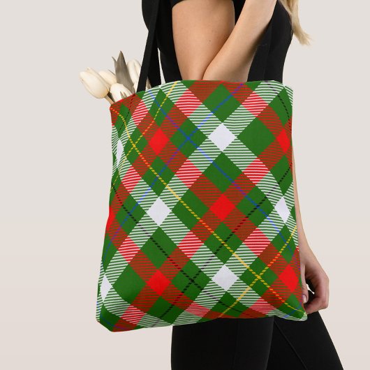 Kerstmis Rood Groen Wit Flanel Geruite Ontwerp Tote Bag