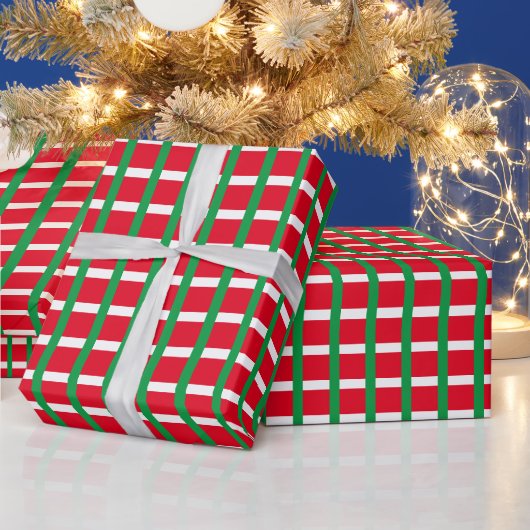 Kerstmis rood groen & wit geruit geruit cadeaupapier (Feestdagen)