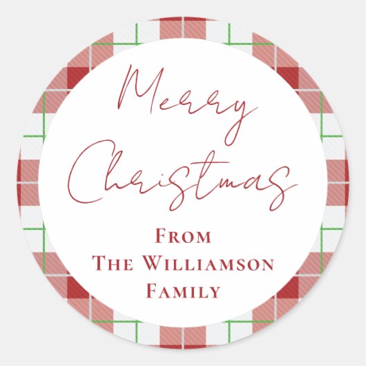 Kerstmis Rood Groene Bessen Groene Familie Ronde Sticker (Voorkant)