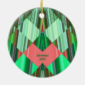 ~ KERSTMIS Rood Groene Schaduwen 2024 Keramisch Ornament (Achterkant)