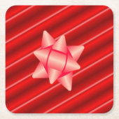 Kerstmis Rood Inpakpapier met Strik Kartonnen Onderzetters (Voorkant)