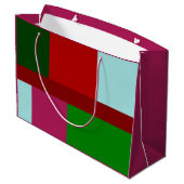 Kerstmis rood lichtblauw groen oplichtroze groot cadeauzakje (Achterkant Gekanteld)