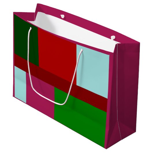 Kerstmis rood lichtblauw groen oplichtroze groot cadeauzakje (Voorkant Gekanteld)