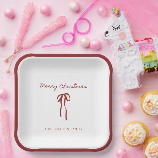 Kerstmis Rood lint Kerst Papier Borden Papieren Bordje (Feest)