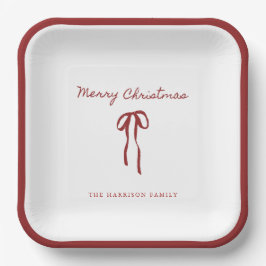Kerstmis Rood lint Kerstvakantie Papieren borden Papieren Bordje