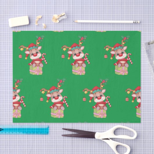 Kerstmis Rood Nose Reindester, cadeau Tissuepapier (Craft)
