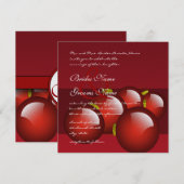 Kerstmis Rood Ornament Trouw Uitnodiging (Voorkant / Achterkant)